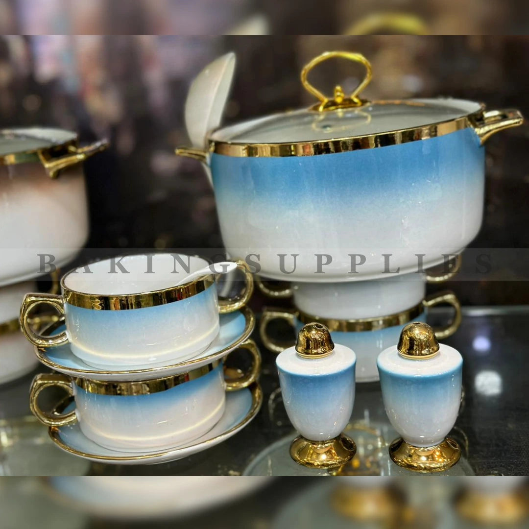 23-Piece Soup Set for 6 Persons | Elegant Gold Design