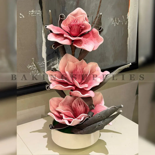 Decorative Faux Magnolia in Ceramic Pot