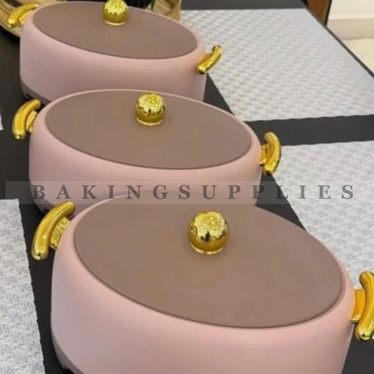3 Pc Hot Pot Set with Gold Handles | Premium Insulated Casserole Set