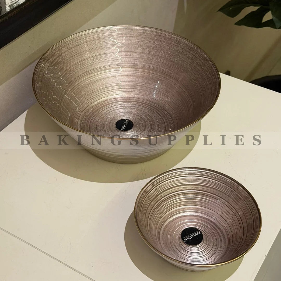 Brown Dessert Set with Gold Rim – Elegant Dessert Bowl Set