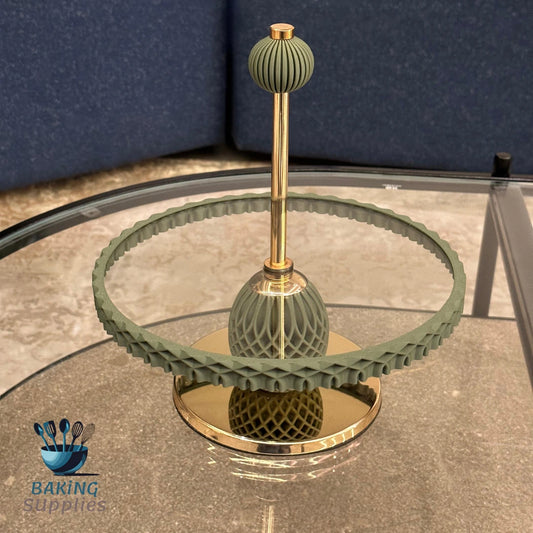 Olive Green Cake Platter – Elegant Dessert Display