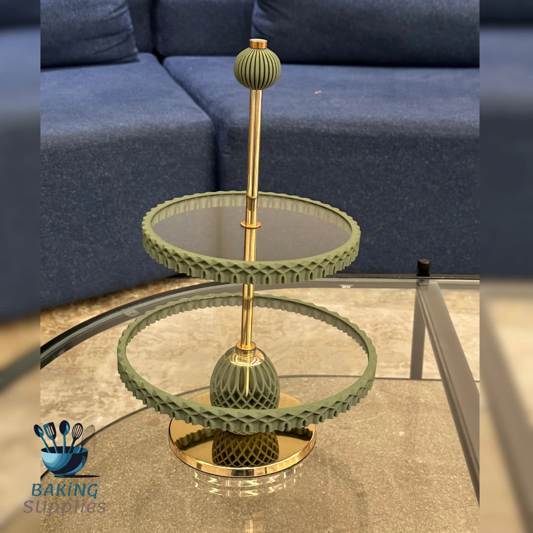 Olive Green Cake Platter – Elegant Dessert Display