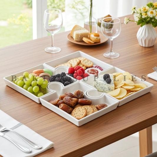 Ceramic Puzzle Serving Platter Set of 4