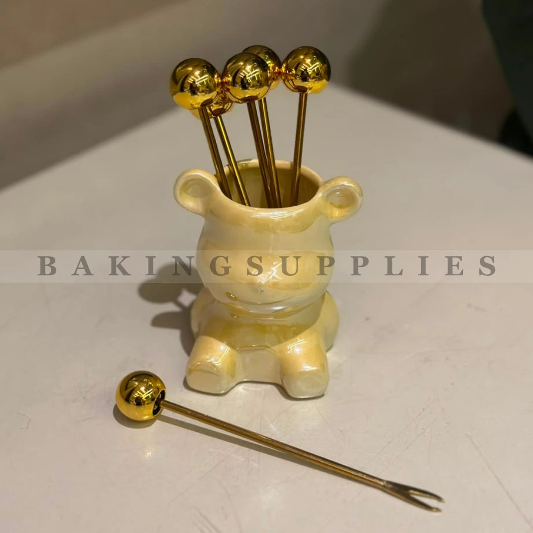Ceramic Fruit Picker with 5 Golden Picks