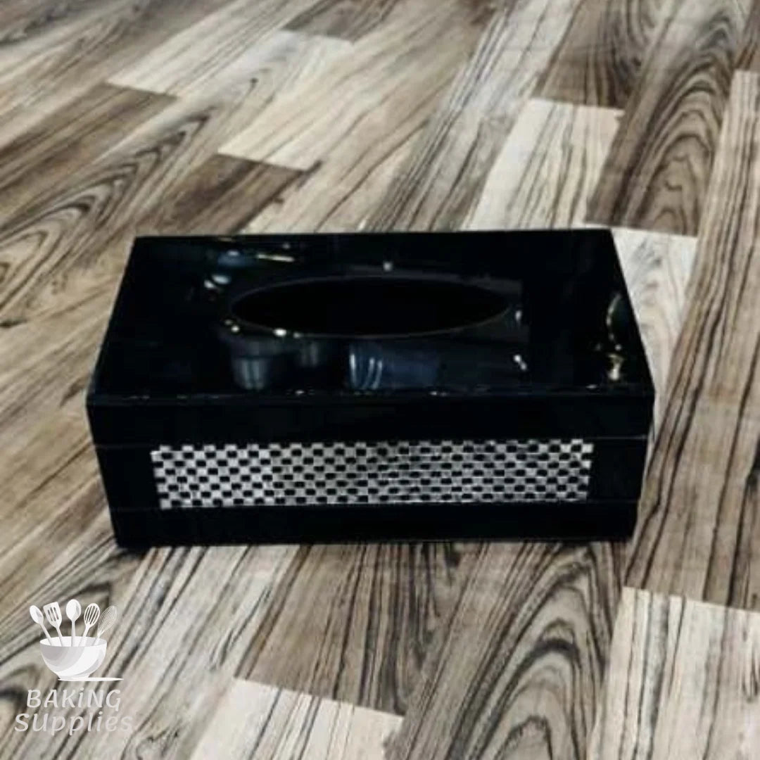 Black tissue box