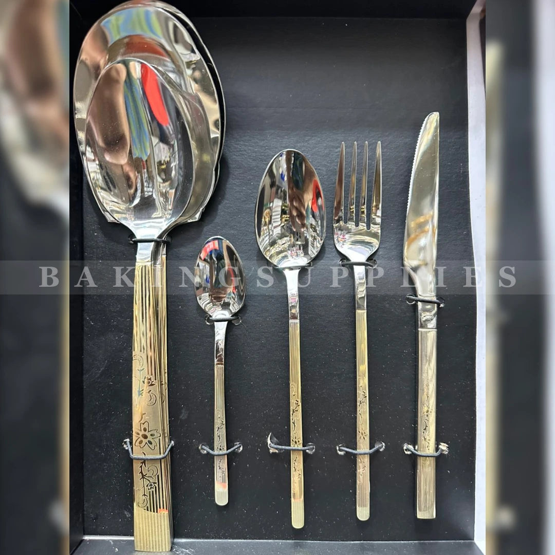 AYD 36-Piece Spoon Set (Serves 8) | Premium Gold & Silver Cutlery