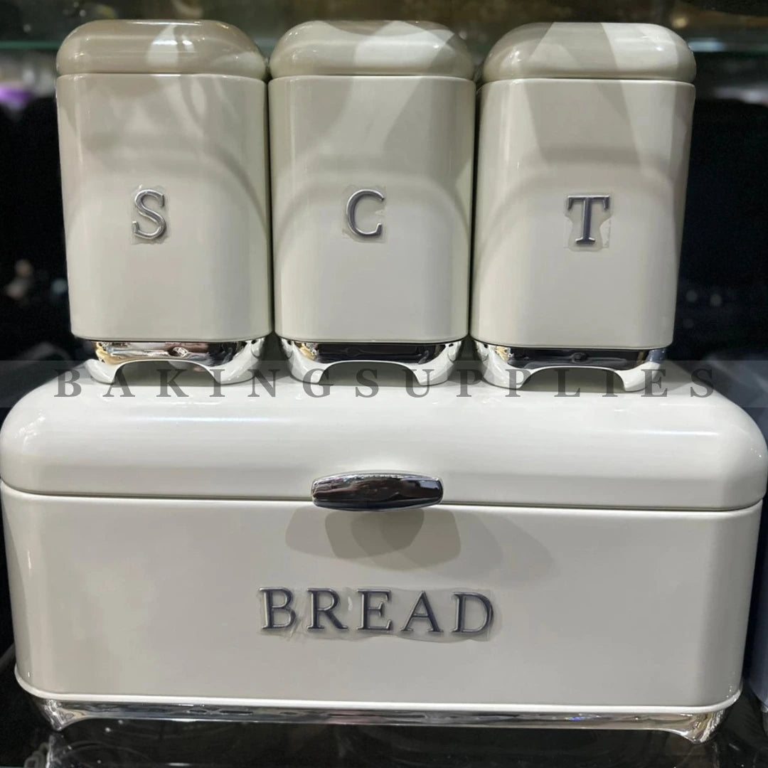 Coffee Tea Sugar Jars with Bread Box Set - 4 Piece Kitchen Storage Canister Set