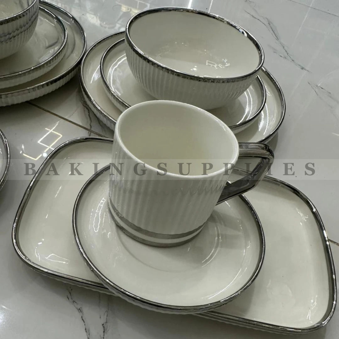 32 Pieces Luxury Embossed Marble Breakfast Set