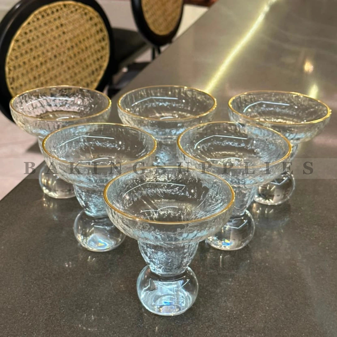Crystal Glass Dessert Bowls Set of 6 | Premium Ice Cream & Dessert Cups