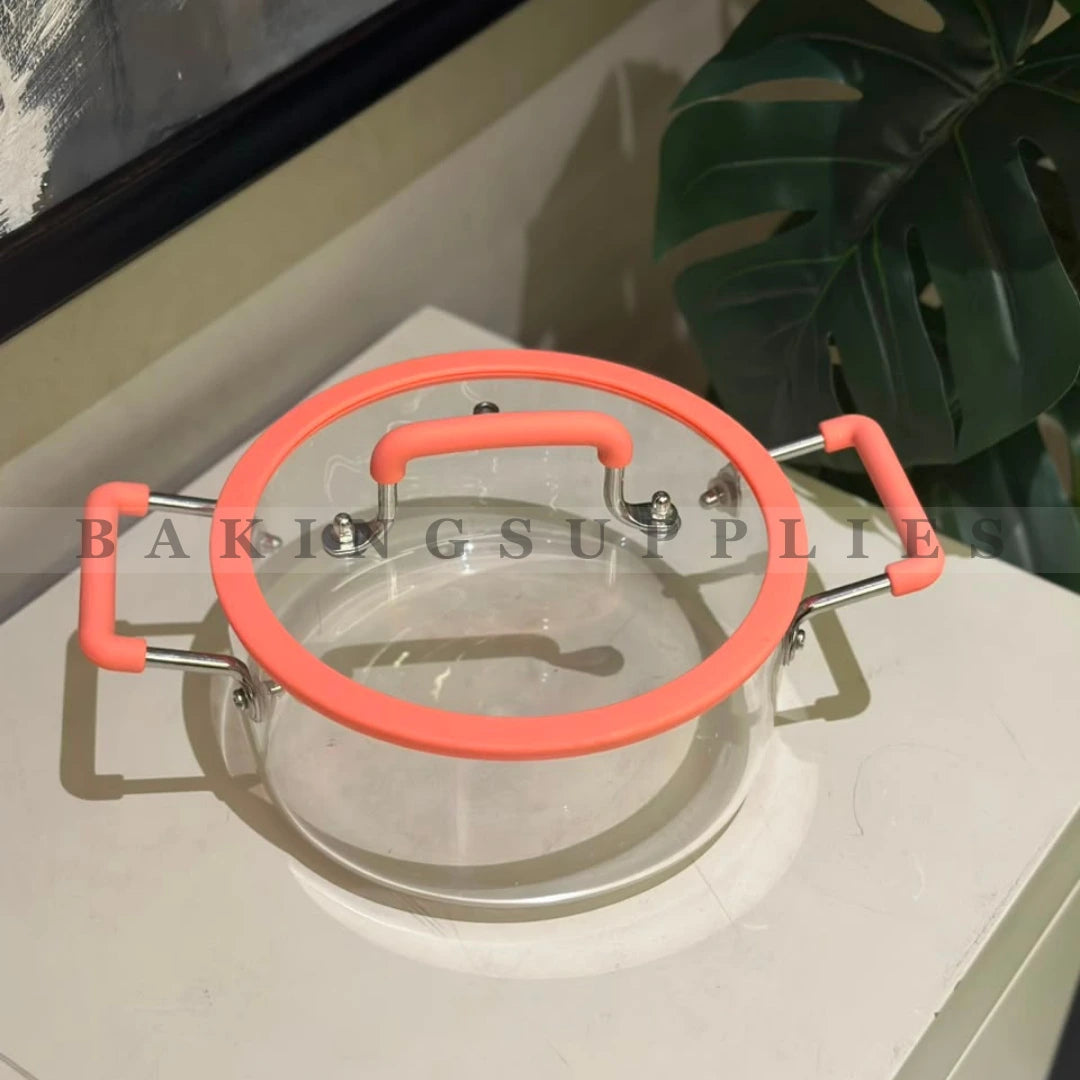 Heat Resistant Glass Handi with Lid and Rubber Handles