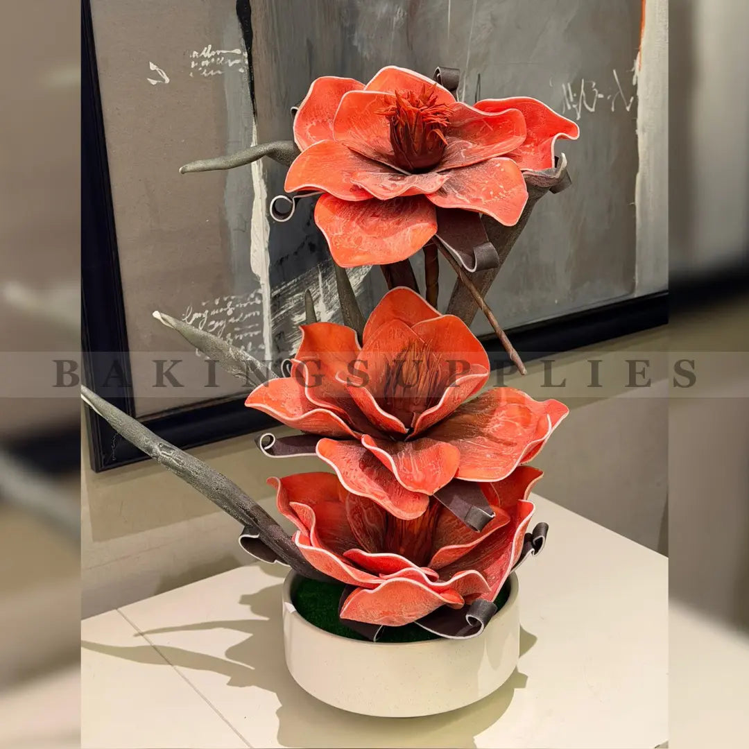 Decorative Faux Magnolia in Ceramic Pot