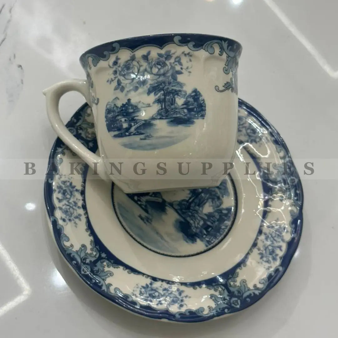 Royal Blue Heritage Porcelain Tea Cup & Saucer Set 12 Pieces