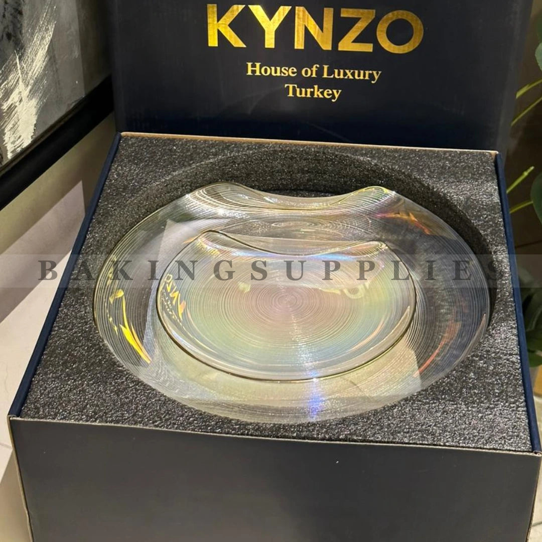 KYNZO 7-Piece Luxury Cake Set – Premium Glass Serving Set with Gift Box