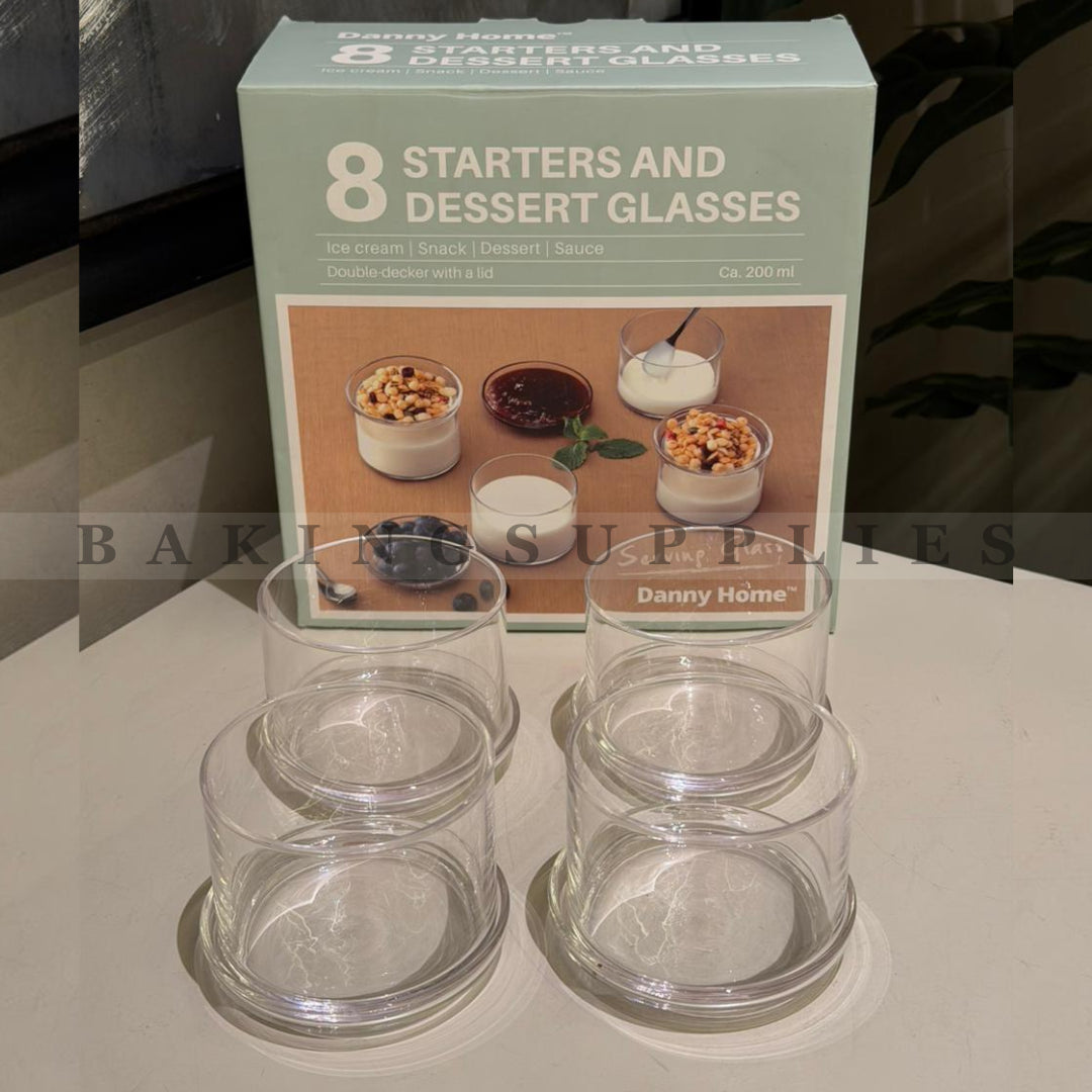 Set of clear glass starters and dessert glasses 