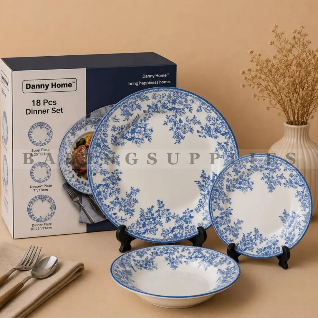 Danny Home 18 Piece Blue Floral Dinner Set