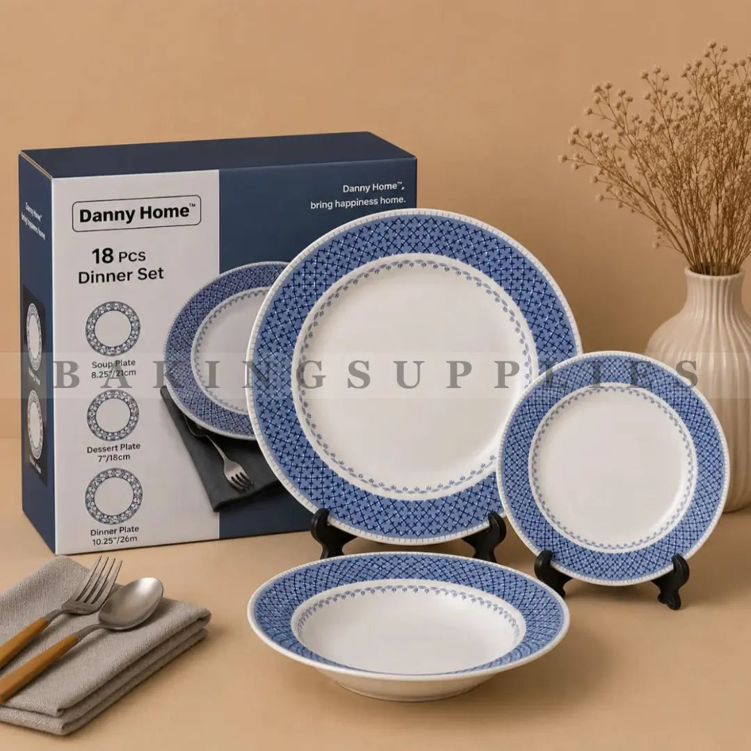 Danny Home 18 Piece Blue & White Dinner Set