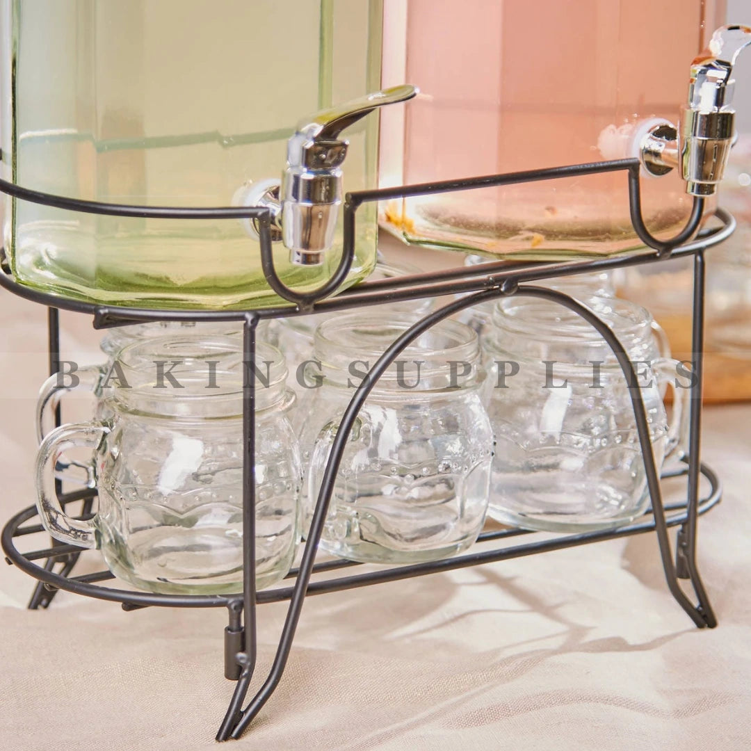 Danny Home Glass Beverage Dispenser Set with 6 Glasses