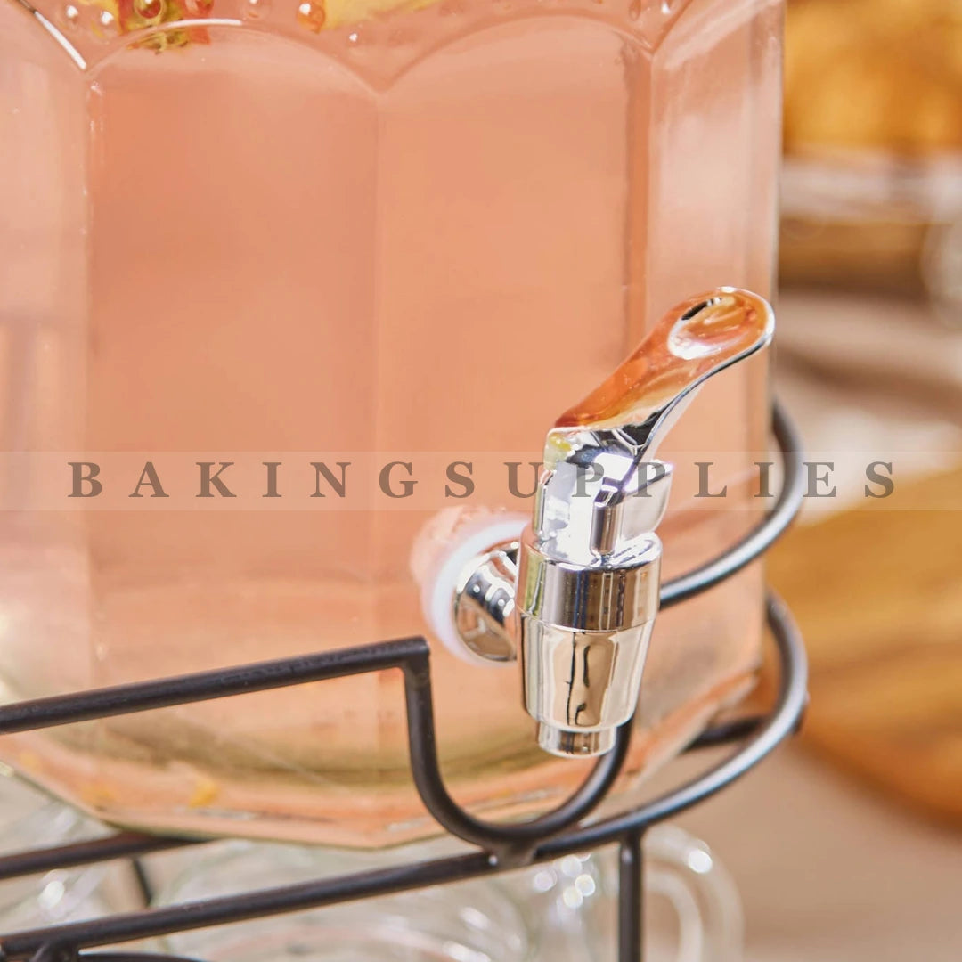 Danny Home Glass Beverage Dispenser Set with 6 Glasses