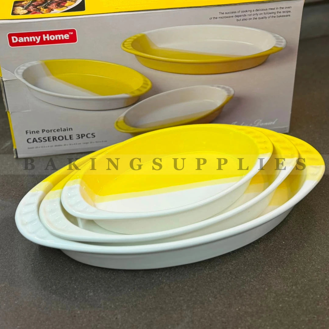 Danny Home 3-Piece Fine Porcelain Casserole Baking Dish Set