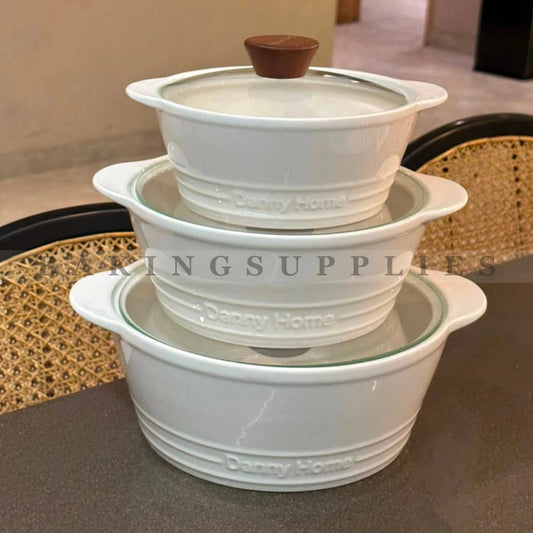 Danny Home 6-Piece Ceramic Casserole Set with Glass Lids
