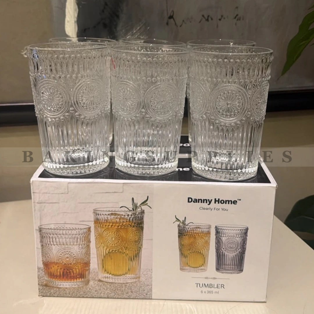 Danny Home 6 Piece Embossed Glass Set 365ml