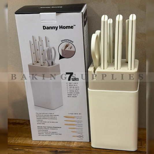 Danny Home 7 Piece Knife Set with Sharpener & Knife Block