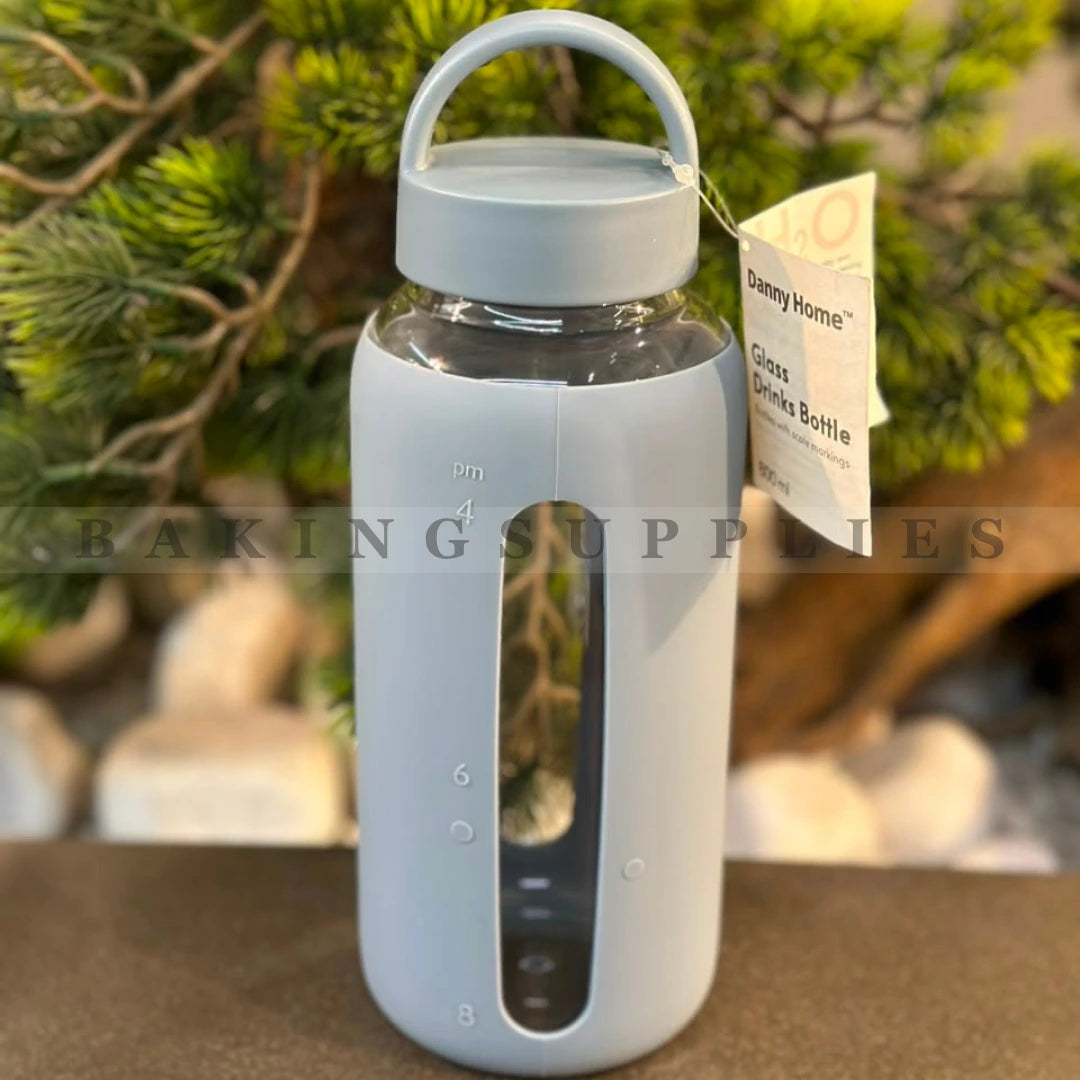 Danny Home 800ml Glass Drink Bottle with Carry Handle