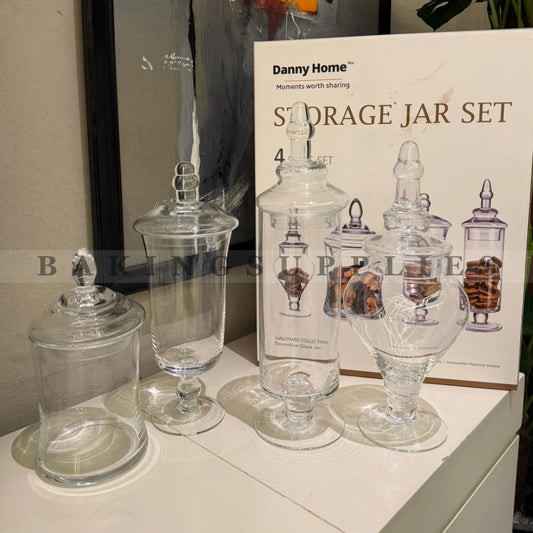 Danny Home Glass Candy Jar Set with Lids | Decorative Storage Jars