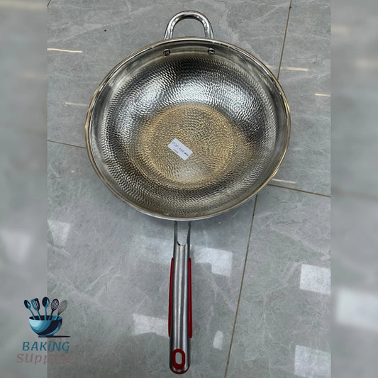 Honey Comb Stainless Steel Wok with Lid – Durable Kitchen Essential