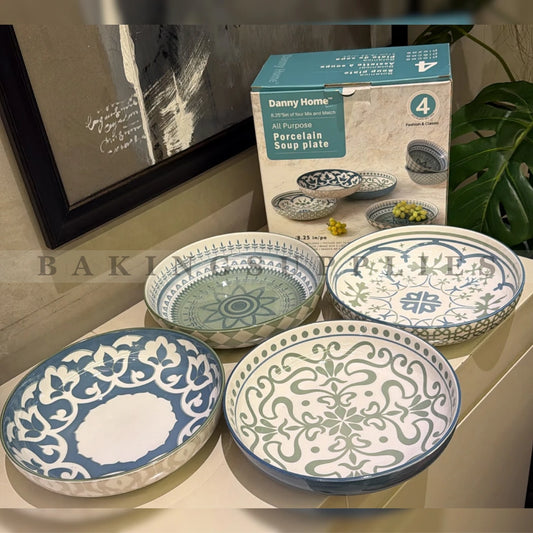 Danny Home Porcelain Soup Plate Set 4 Pieces