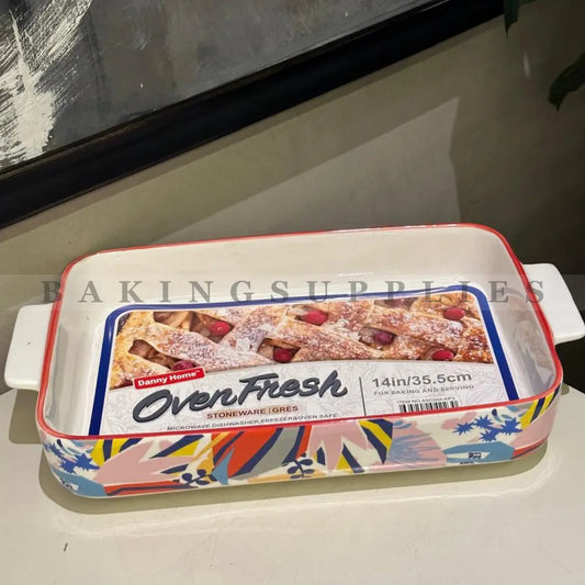 Danny Home Printed Oven Safe Stoneware Baking Dish