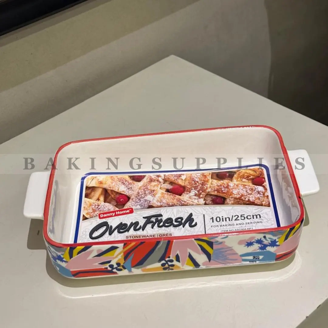 Danny Home Printed Oven Safe Stoneware Baking Dish