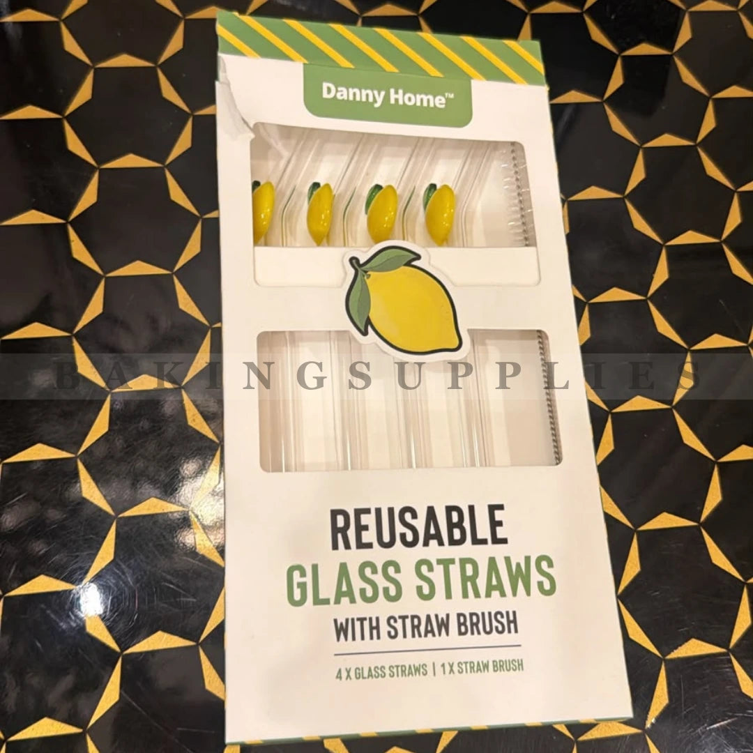 Danny Home Reusable Glass Drinking Straws Set with Cleaning Brush