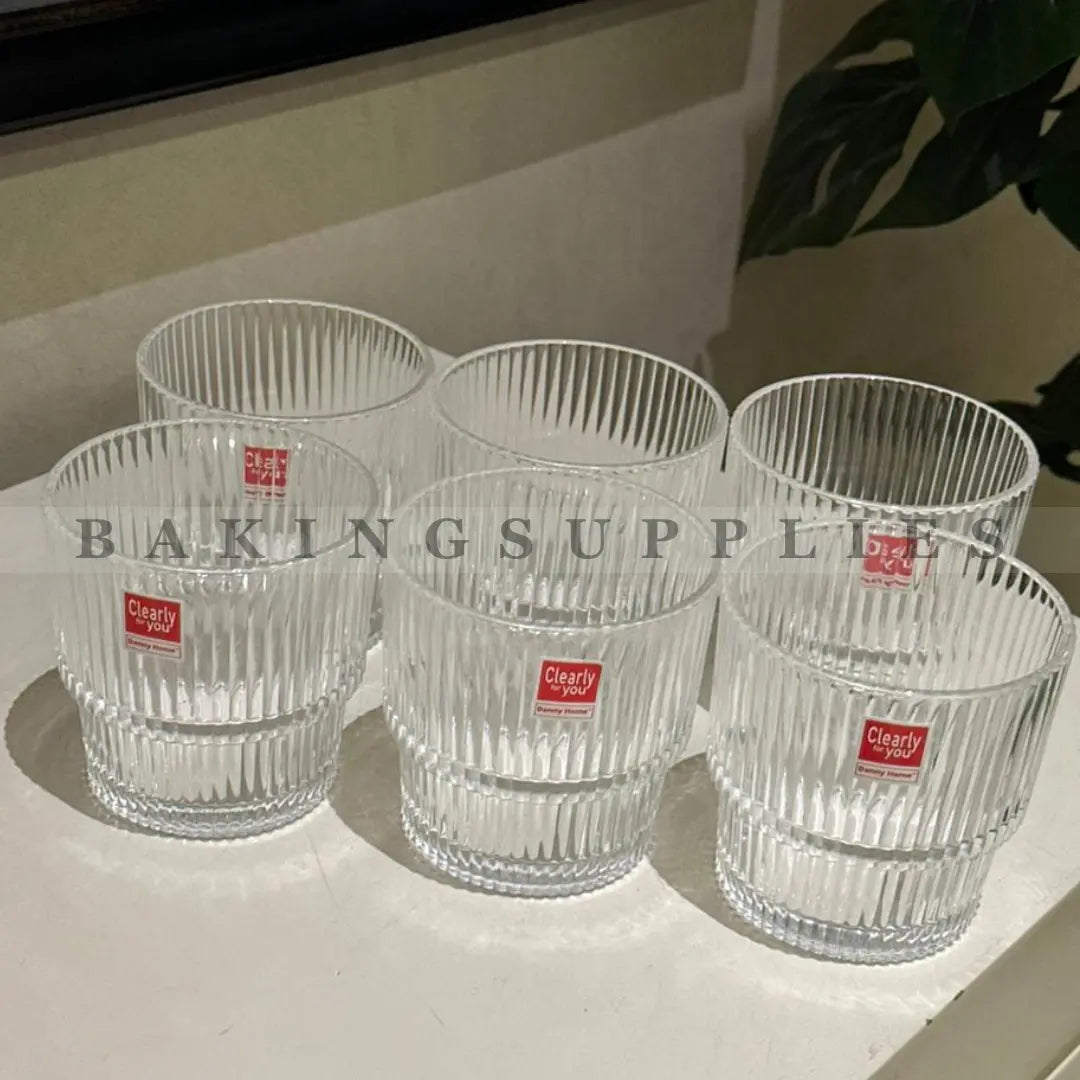 Danny Home Ribbed Drinking Glass Set 300ml | Set of 6 Premium Glasses