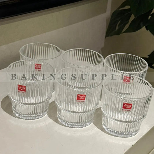 Danny Home Ribbed Drinking Glass Set 300ml | Set of 6 Premium Glasses