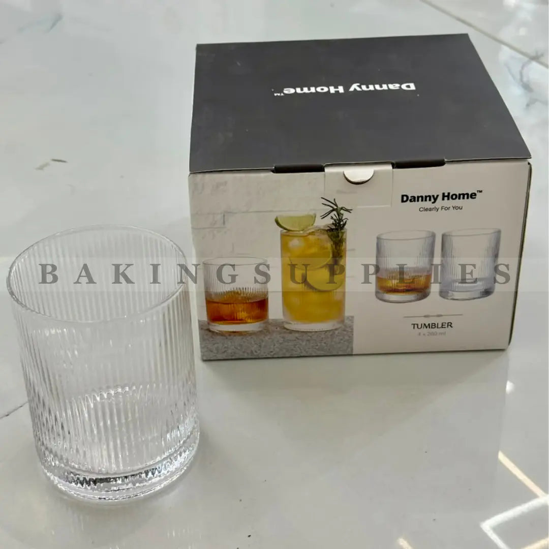 Danny Home Ribbed Tumbler Glass Set 4Pcs 260ml