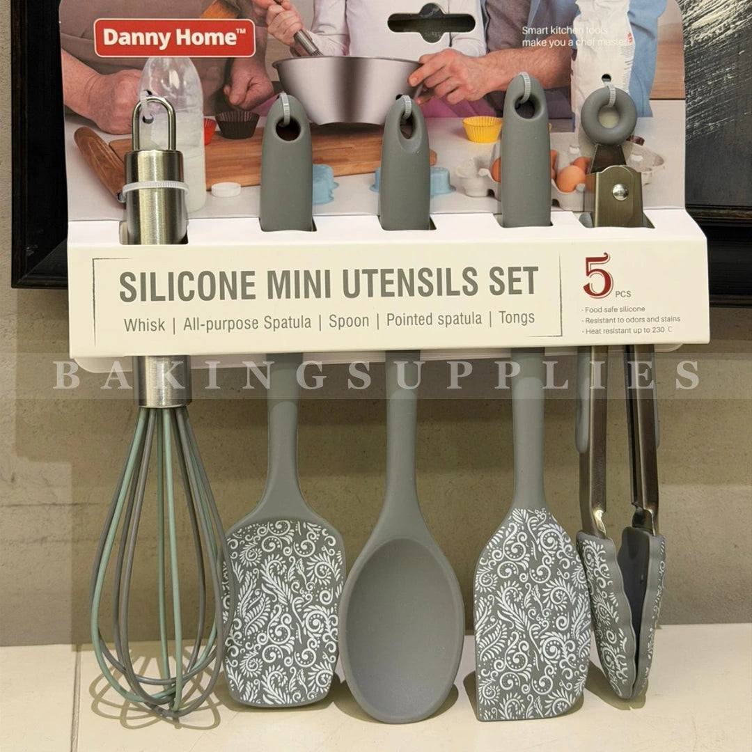 Danny Home Silicone Mini Utensils Set 5 Pcs | Spatula Spoon Tongs Set