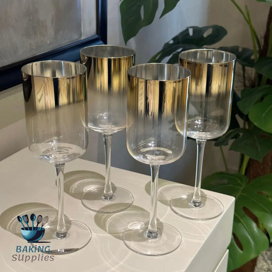 Danny Home Wine Glasses Set of 4 Gold & Silver