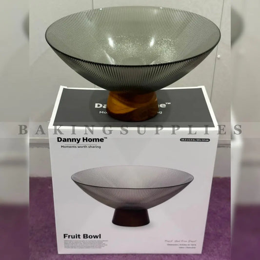 Danny Home Glass Fruit Bowl with Wooden Base