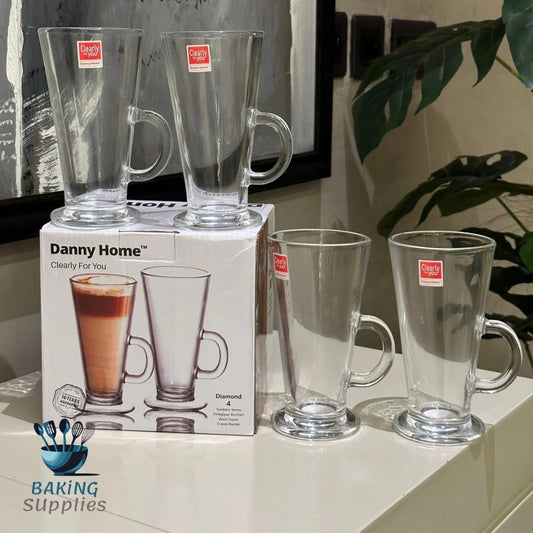 Danny Home Latte Glass Mug Set – Clear, 4-Piece (290 ml)