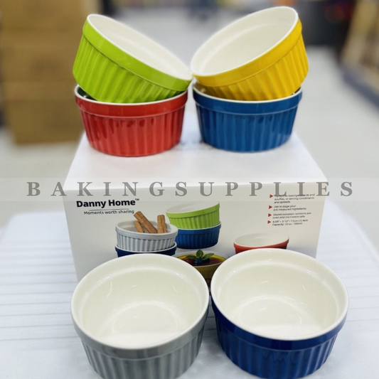 Danny Home Porcelain Ramekins Set of 6 | Oven Safe Baking Bowls