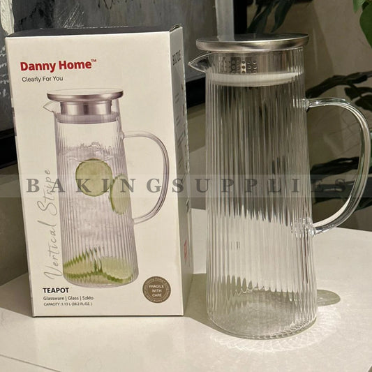 Danny Home Glass Water Jug with Stainless Steel Lid