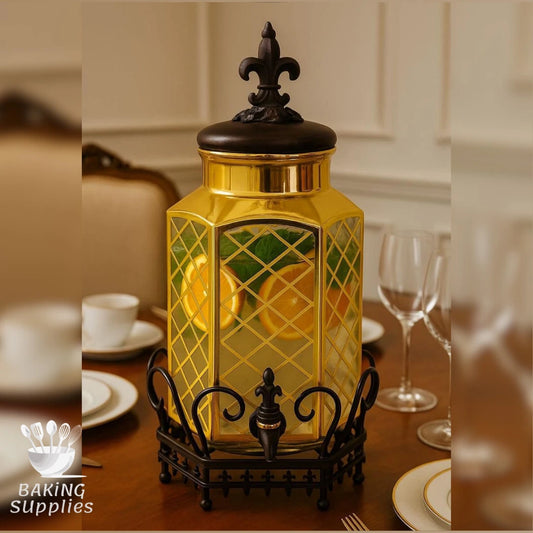 Decorative Glass Dispenser with Gold Pump – Elegant Vanity or Kitchen Accessory