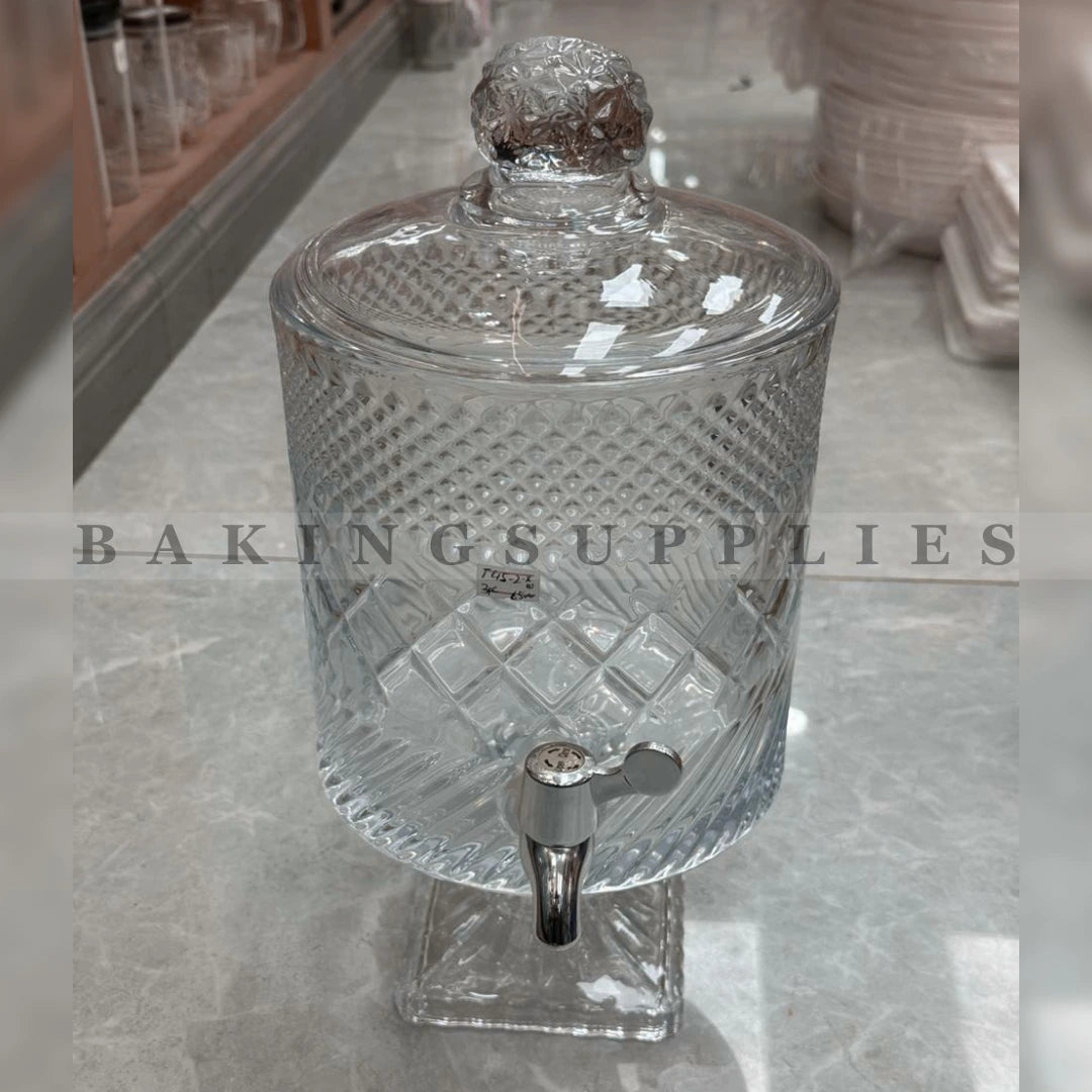4 Litre Crystal Glass Beverage Dispenser with Tap & Lid