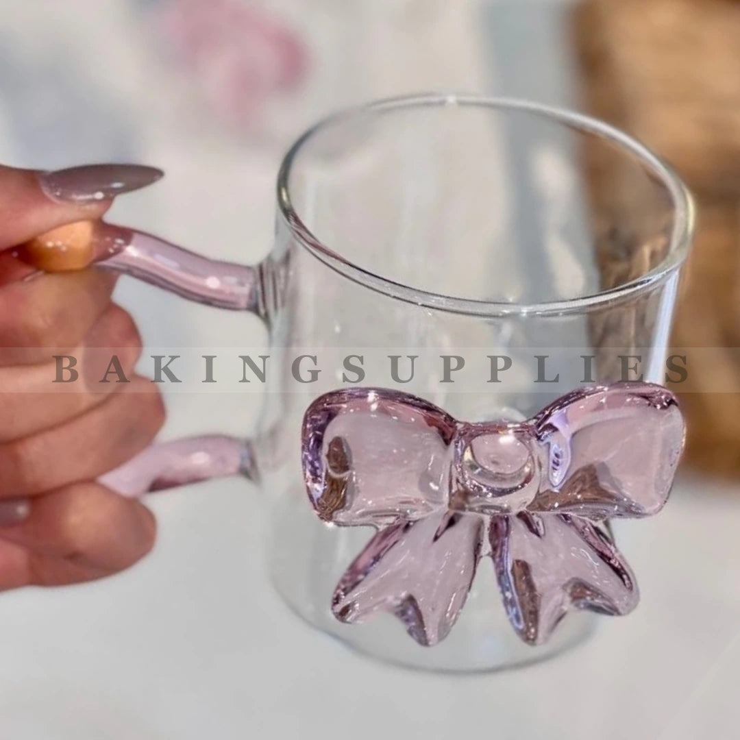 Elegant Bow Glass Mug | Premium Aesthetic Coffee & Tea Mug