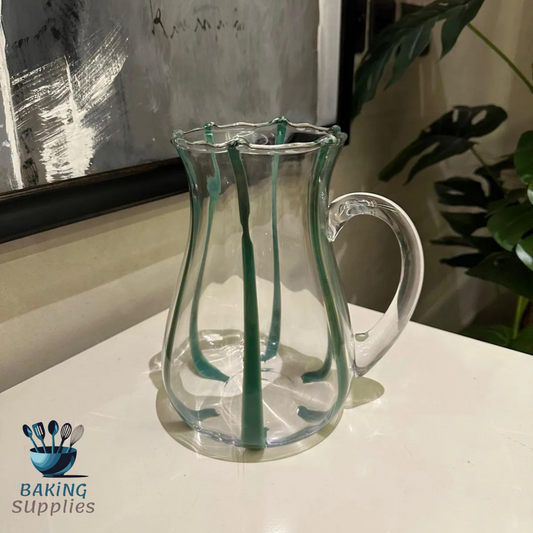 Elegant Glass Jug | Unique Design with Green Rim