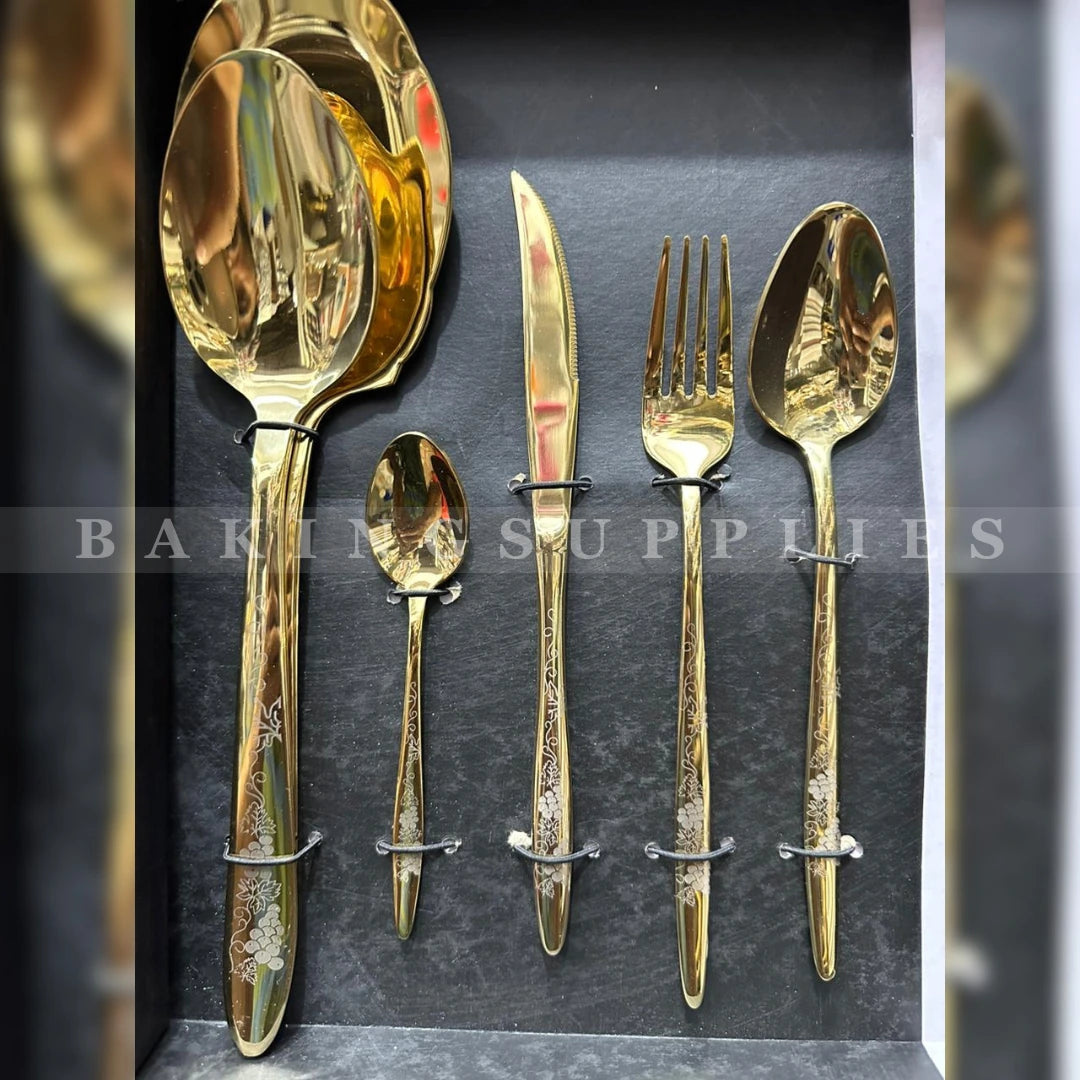 AYD 36-Piece Spoon Set (Serves 8) | Premium Gold & Silver Cutlery