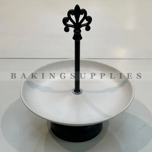 Elegant White Ceramic Tiered Serving Platter Stand