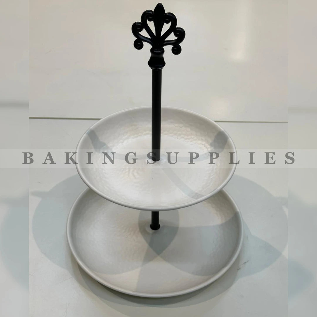 Elegant White Ceramic Tiered Serving Platter Stand