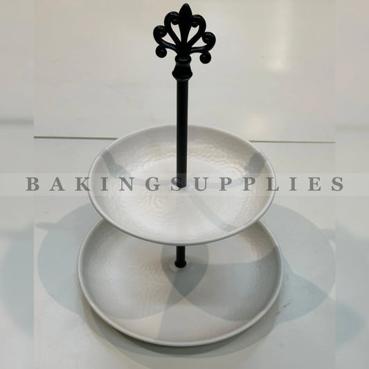 Elegant White Ceramic Tiered Serving Platter Stand